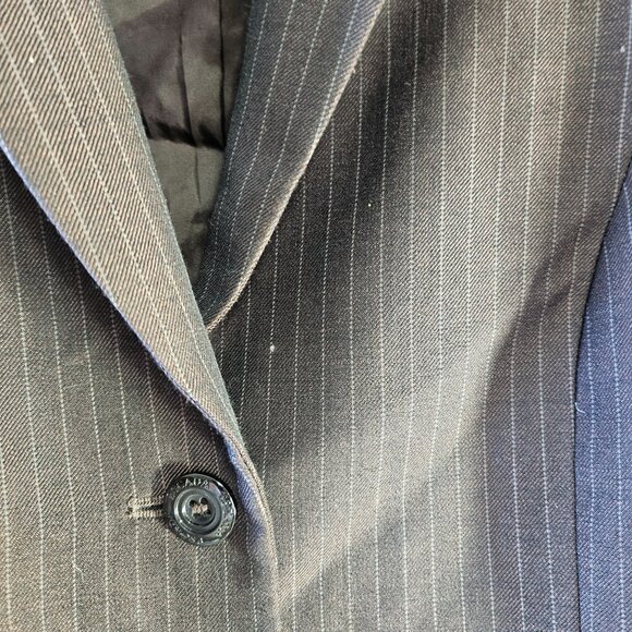 Escada Margaretha Ley Brown Pinstripe Button-Up Wool Mohair suit dress - Picture 7 of 15